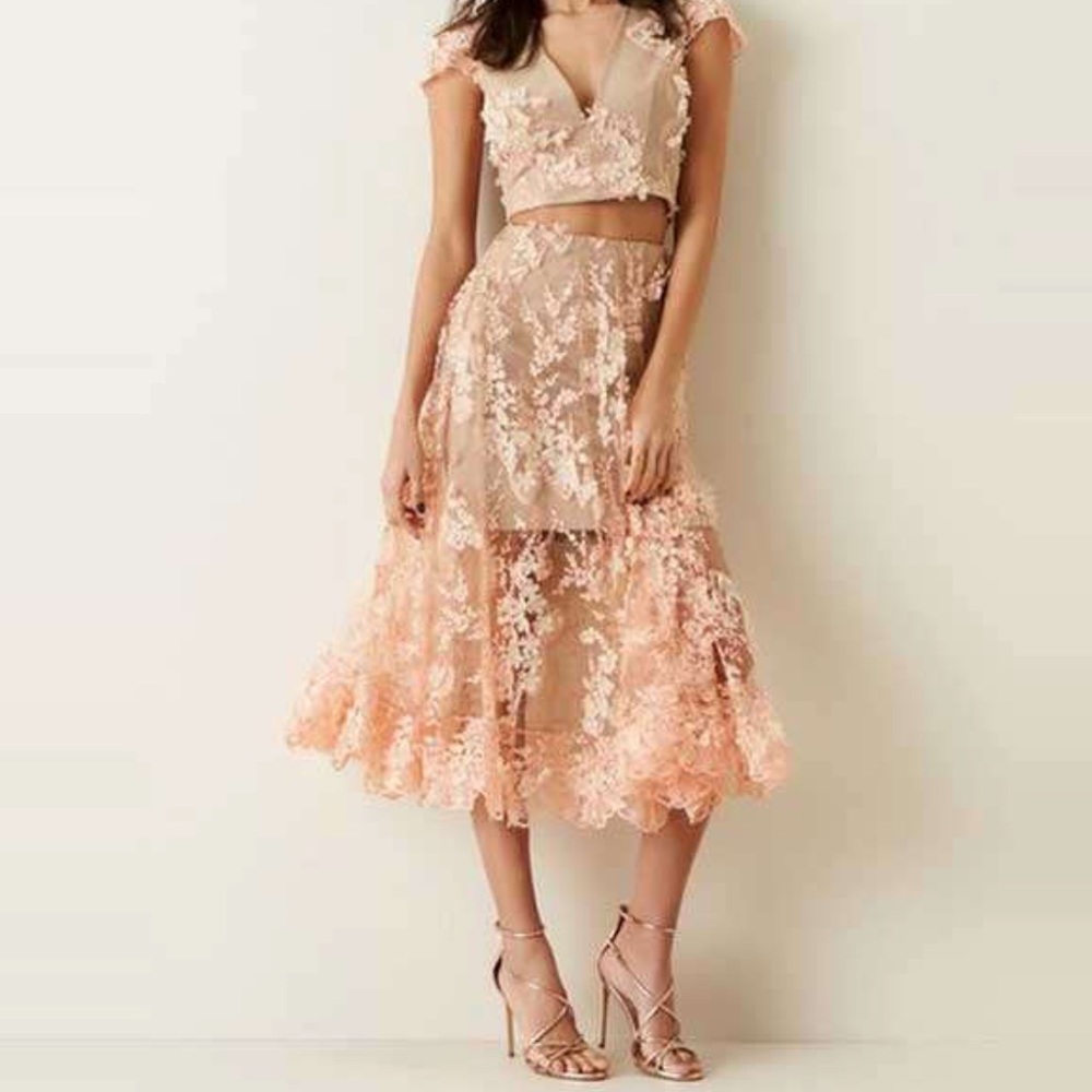 DRESS THE POPULATION | Two Piece Midi Skirt Set - Picture 16 of 16